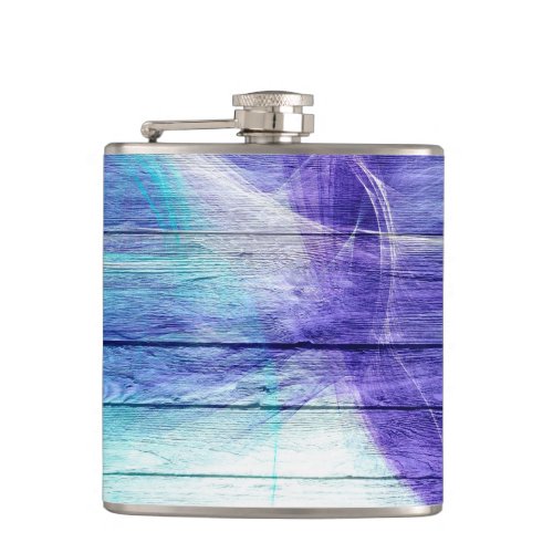 Vintage Wood Abstract Painting 5 Flask