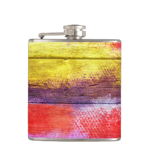 Vintage Wood Abstract Painting #8 Flask