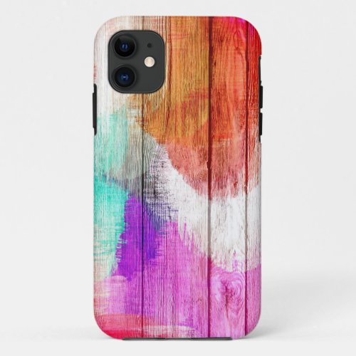 Vintage Wood Abstract Painting iPhone 11 Case