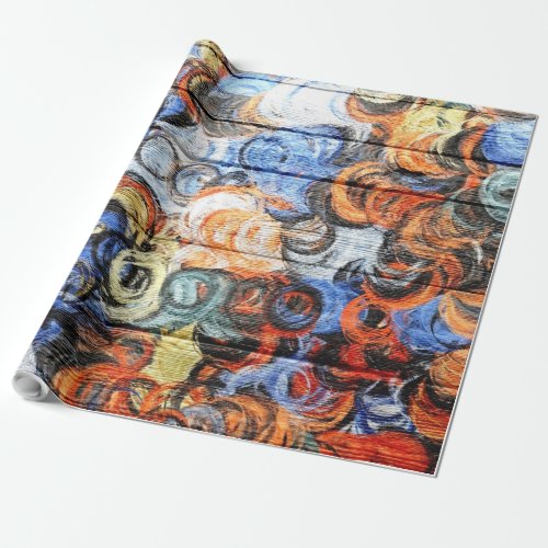 Vintage Wood Abstract Painting Wrapping Paper