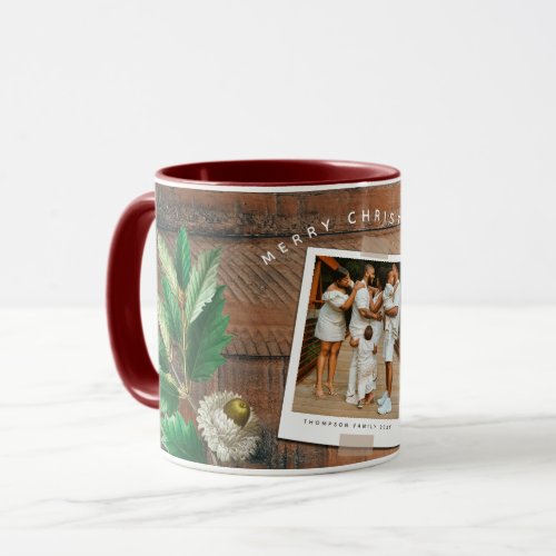 Vintage Wood Acorn Christmas Holiday Photo  Mug