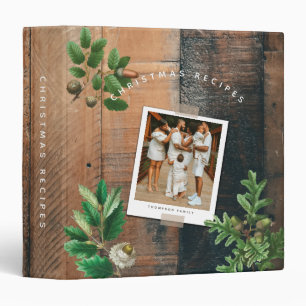Vintage Wood Acorn Christmas Holiday Photo Recipes 3 Ring Binder