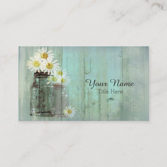 Vintage Wood and Mason Jar Business Card (Front)