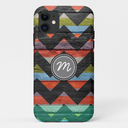 Vintage wood aztec chevron pattern 10 iPhone 11 case