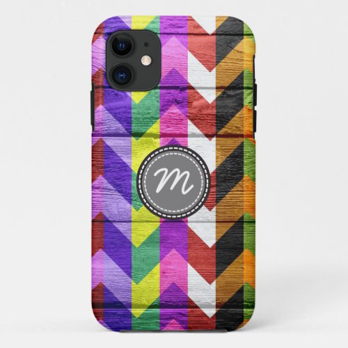 Vintage wood aztec chevron pattern 4 iPhone 11 case