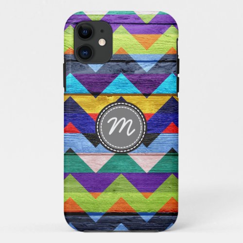 Vintage wood aztec chevron pattern 6 iPhone 11 case