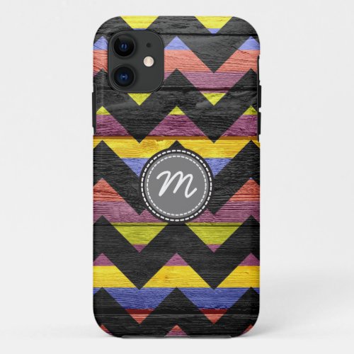 Vintage wood aztec chevron pattern 7 iPhone 11 case