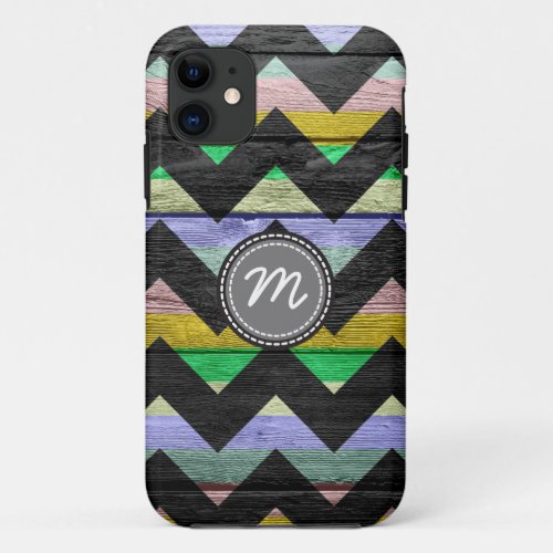 Vintage wood aztec chevron pattern 8 iPhone 11 case