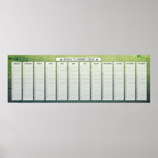 Vintage Wood Background  Birthday Calendar Poster