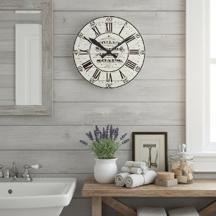 Vintage Wood bath Round Clock