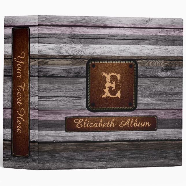 Vintage Wood Elegant Album Leather Look #12 Binder (Front/Spine)