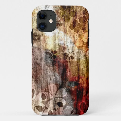 Vintage Wood Flower Abstract Art iPhone 11 Case