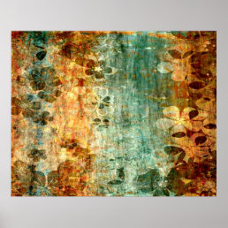 Vintage Wood Flower Abstract Art Poster