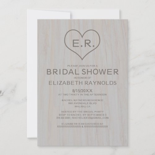 Vintage Wood Grain Bridal Shower Invitations