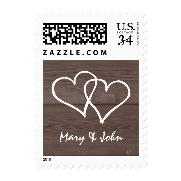 Vintage Wood Grain Country Chic Wedding Stamps