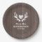 Vintage wood grain deer antler wedding party plate