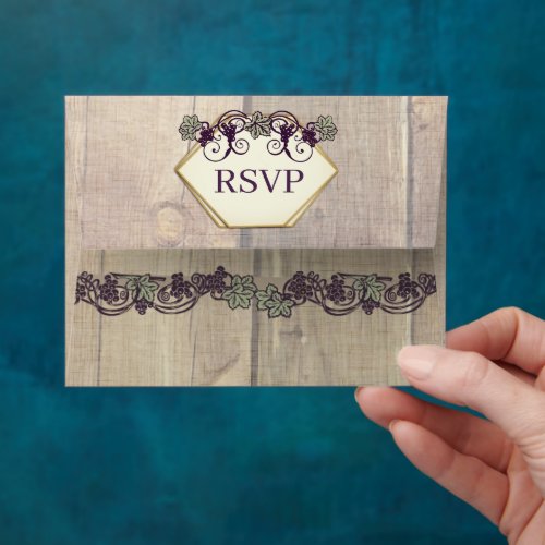 Vintage Wood Grain Vineyard Vines  Grape RSVP Envelope