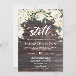 Vintage wood greenery foliage floral we still do invitation