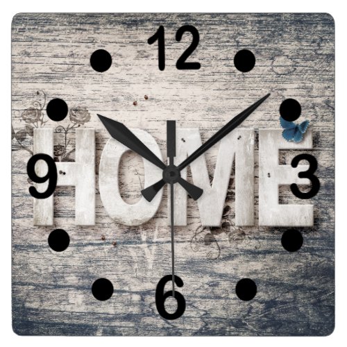Vintage Wood Home Design Square Wall Clock