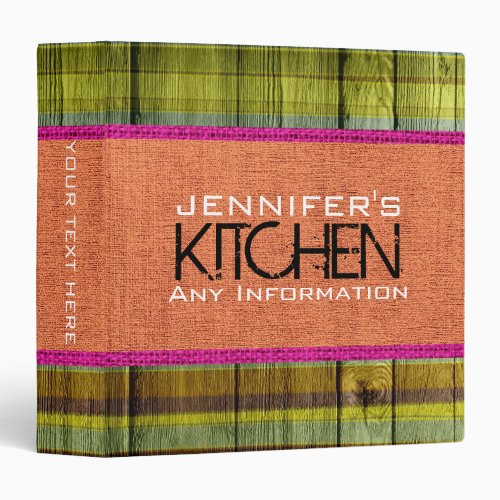 Vintage Wood Kitchen Burlap Look 3 3 Ring Binder