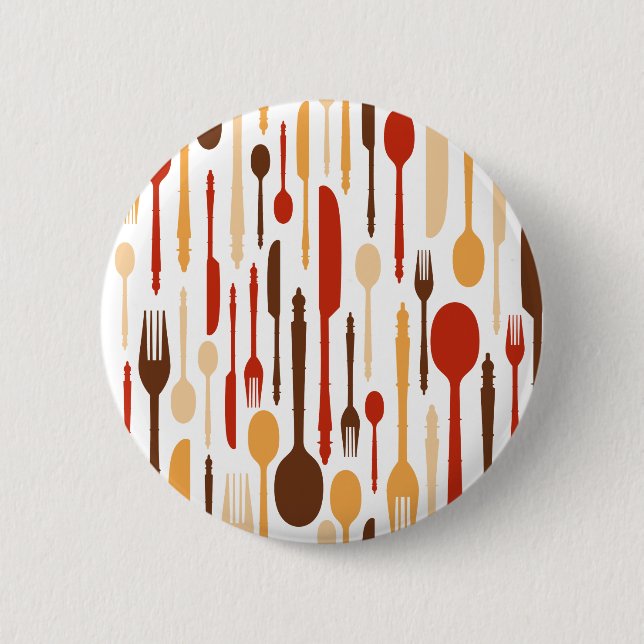 Vintage Wood Kitchen Fork Spoon Knife Button (Front)