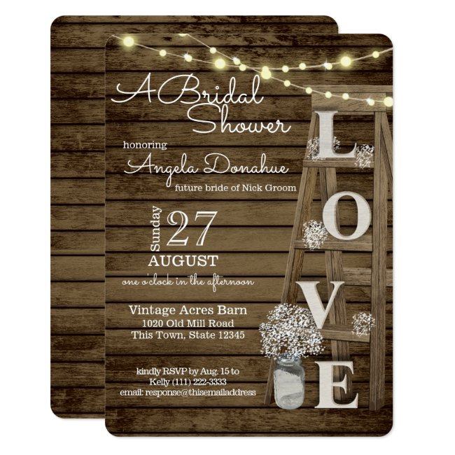 Vintage Wood Ladder Bridal Shower Invitation