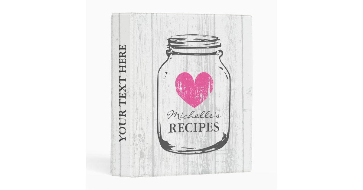 Vintage wood mason jar mini recipe binder book | Zazzle.com