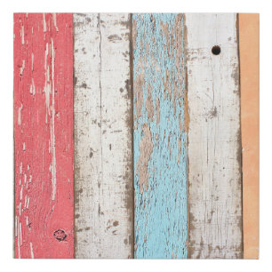 Vintage Wood: Multicolored Cracked Texture. Faux Canvas Print