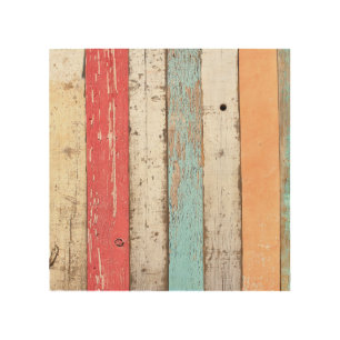 Vintage Wood: Multicolored Cracked Texture. Wood Wall Art