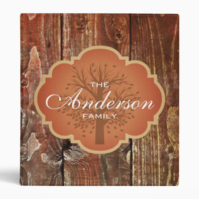 Vintage Wood Rustic Custom Family Tree Genealogy 3 Ring Binder | Zazzle