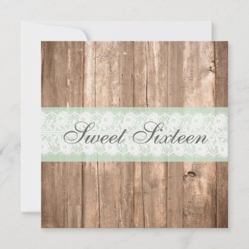 Vintage Wood Shabby Chic Sweet Sixteen Birthday Custom Announcements