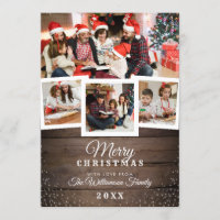 Vintage Wood & Snow | Holiday 4 Photo Card