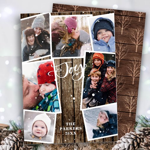 Vintage Wood Snowflakes Bokeh Overlay Photo Holiday Card