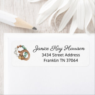 Vintage Wood Toy Boho Baby Shower Return Address Label