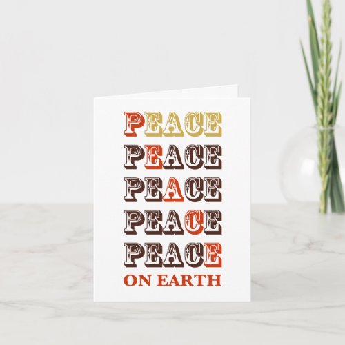 Vintage wood type peace holiday greeting card