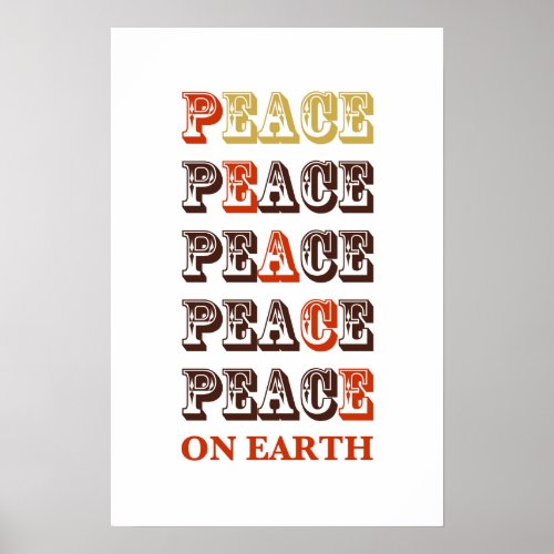 Vintage wood type peace holiday poster