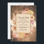 Vintage Wood & Watercolor Colorful Pastel Flowers  Save The Date<br><div class="desc">rustic save the date,  vintage floral wedding card,  watercolor flowers wedding invite,  fall wedding stationery,  barn wedding invitation,  wood texture card,  romantic floral announcement,  burgundy and blush wedding,  country wedding save the date,  rustic chic bridal card</div>