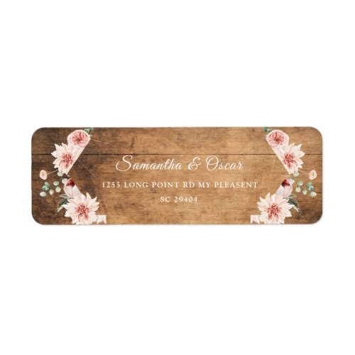 Vintage Wood  Watercolor Pastel Flowers Wedding L Label