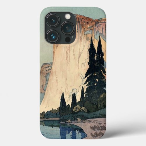 Vintage Woodblock Art El Capitan Yosemite Park iPhone 13 Pro Case