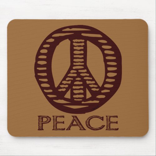 Vintage Woodcut Peace Sign Mousepad