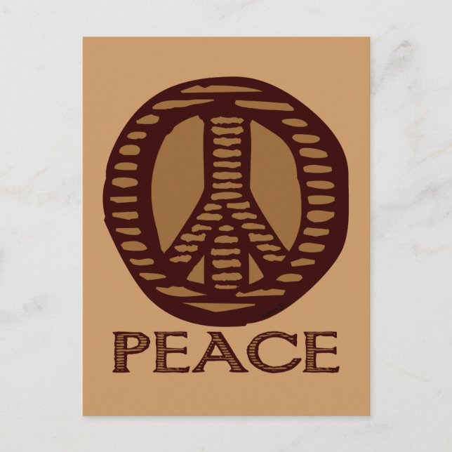 Vintage Woodcut Peace Sign Postcard (Front)
