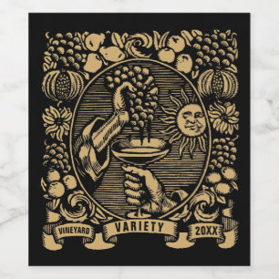 Vintage Woodcut Print Wine Label Template