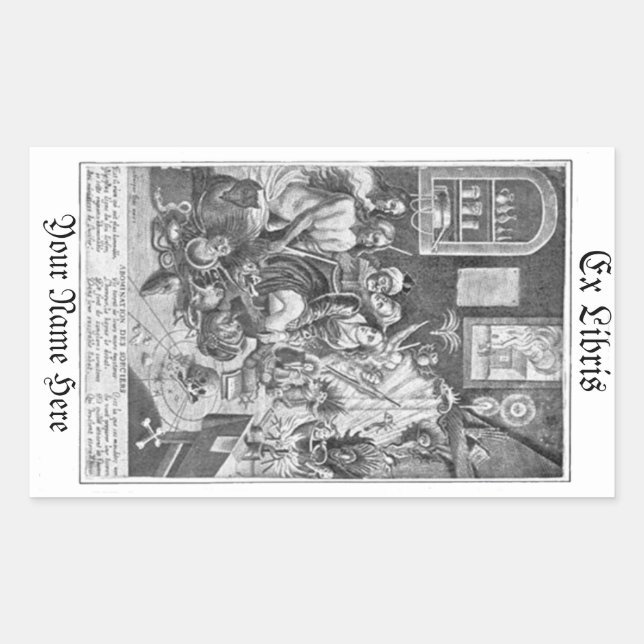 Vintage woodcut Sorcery Ex Libris Bookplate (Front)