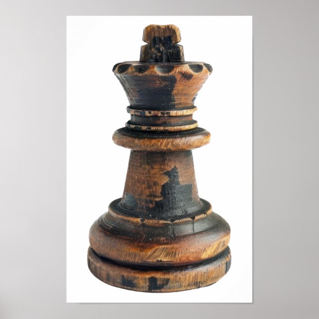 Vintage wooden chess king piece Poster (Front)