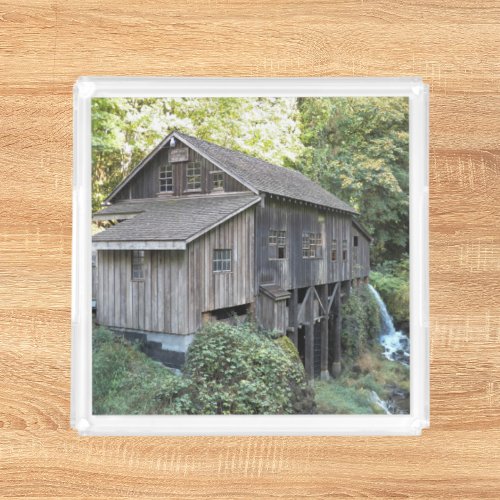 Vintage Wooden Grist Mill Acrylic Tray