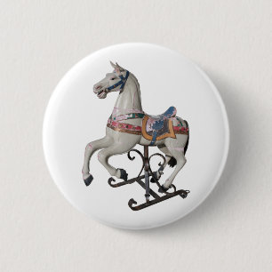 Vintage Wooden Horse Carousel Button