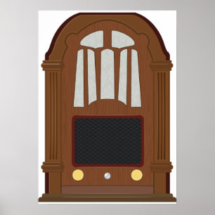 Vintage Wooden Radio Poster