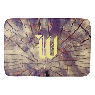 Vintage wooden tree trunk background Customizable  Bath Mat