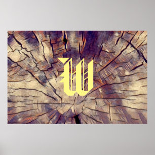 Vintage wooden tree trunk background Customizable Poster