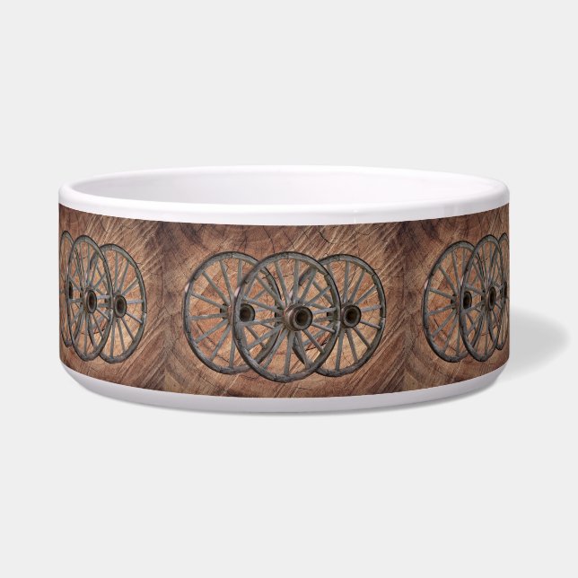 Vintage Wooden Wagon Wheels Bowl (Front)